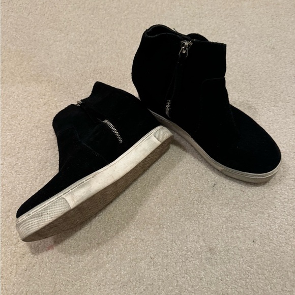Steve Madden wedge sneakers black suede 8M - Picture 2 of 4